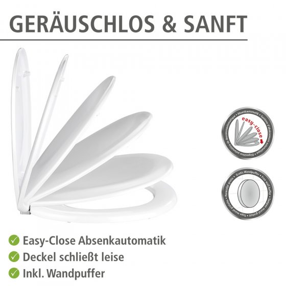 Toilettensitz Mod. Varoni, WC-Sitz mit Absenkautomatik, Schnellbefestigung, aus antibakteriellem, stabilem Duroplast 