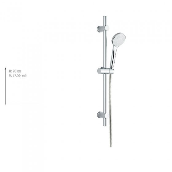 Brauseset Mod. Uno, chrom, Edelstahl, 70 cm Länge, für Durchlauferhitzer geeignet 