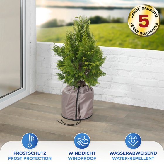 Pflanztopf-Sack 30x40cm, beige, 28L, Polyester, 2er Set, extra dicke Bodenplatte für Isolierung 