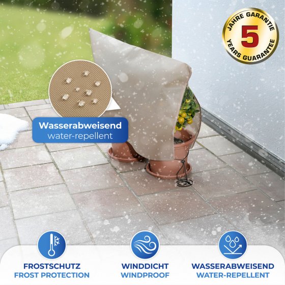 Pflanzenschutz-Vlies 80x60cm, beige, 3er Pack, Kunststoff, schützt vor Kälte und Wind 