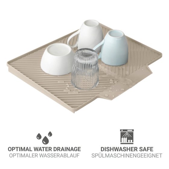 Abtropfmatte Mod. Nelia, Beige, mit geneigter Fläche für optimalen Wasserablauf 