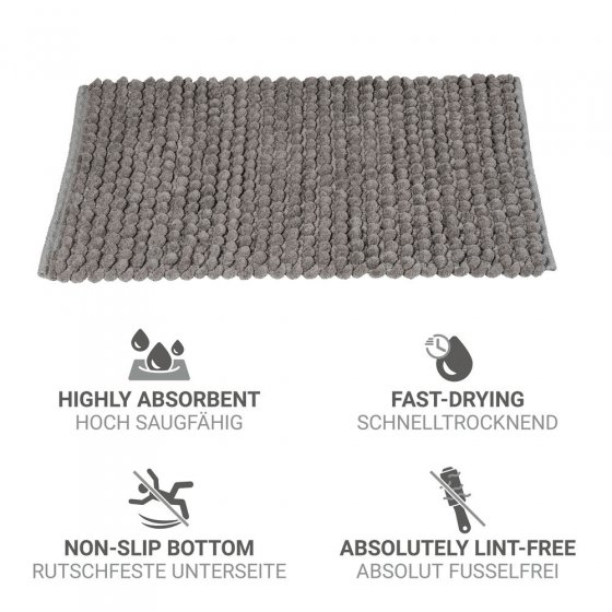 Badteppich Mod. Solivo, grau, Polyester/Baumwolle, 50x80 cm, rutschfest, für Fußbodenheizung geeignet 