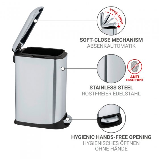 Treteimer Mod. Design 20 L, Easy-Close, Edelstahl, mit herausnehmbarem Einsatz 
