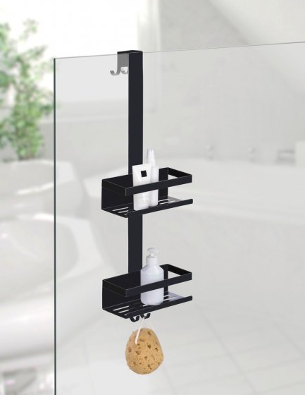Duschcaddy Mod. Bribano Duo, schwarz, Edelstahl, 23x71x18 cm, schützt vor kratzern 