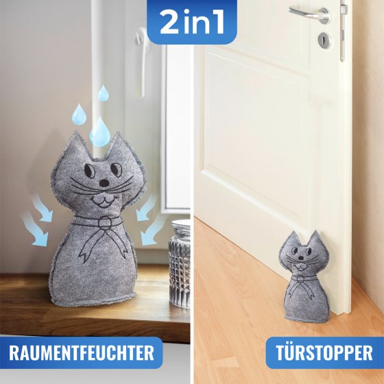 Raumentfeuchter Mod. Katze, 2er Set, schwerer Türstopper 