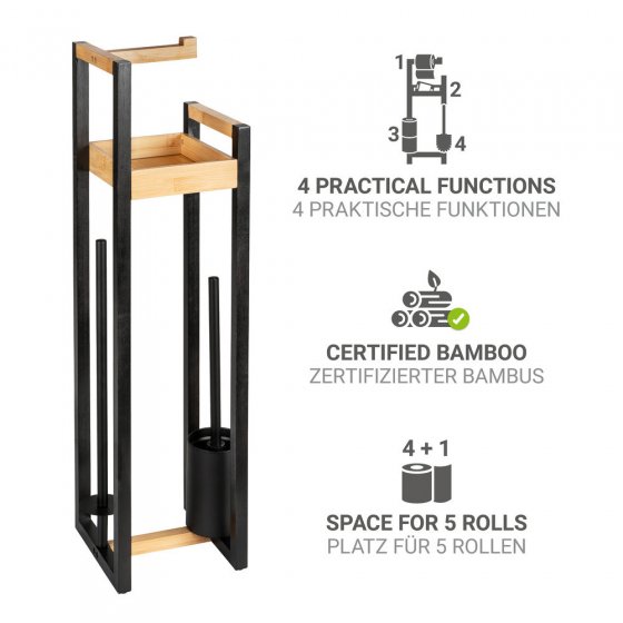 4 in 1 Stand WC-Garnitur Mod. Braidi, aus FSC® zertifiziertem Bambus 