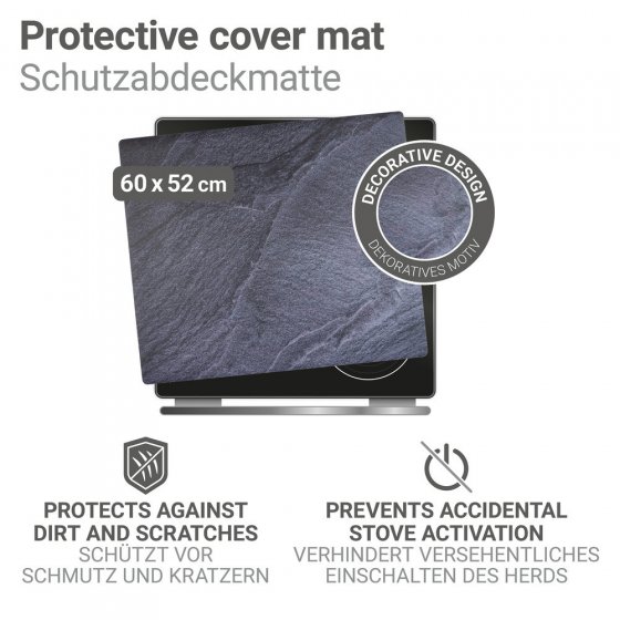 Abdeckmatte Mod. Schiefer, mehrfarbig, PVC, 60x52 cm, hitzebeständig und rutschfest 