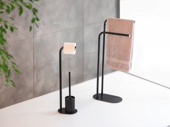 Stand WC-Garnitur Mod. Levante, schwarz, Stahl, 23x63x17 cm, rostfrei und freistehend 