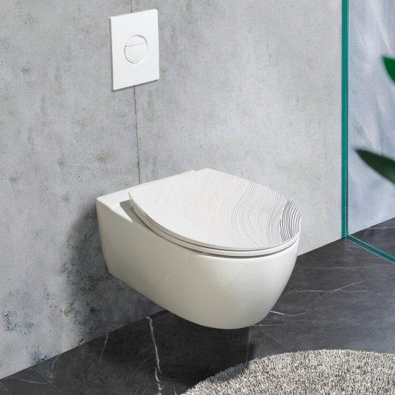 WC-Sitz Mod. Menin, mehrfarbig, Duroplast, Edelstahl, 38x44,5 cm, easy-close Absenkautomatik 