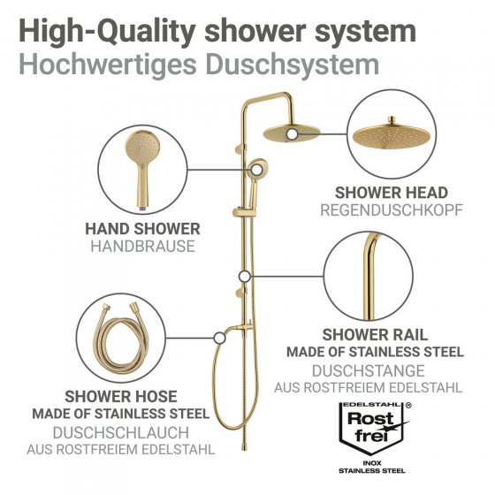 Duschsystem Mod. Young Line Gold, Handbrause mit 3 Funktionen 