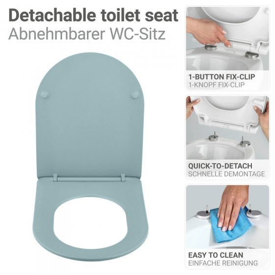 WC-Sitz Mod. Galati Blaugrau matt, aus Duroplast, Soft-Touch-Effekt 