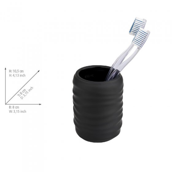 Bad-Accessoire Set Mod. Illana, schwarz, Keramik, Ø 8,5 x 17 cm, soft-touch beschichtung, freistehend 