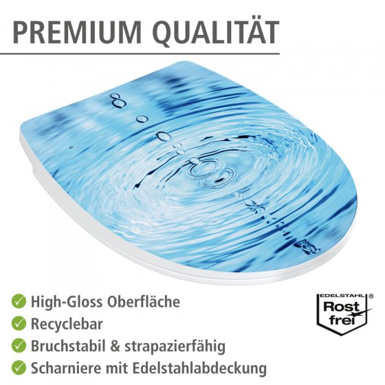 Toilettensitz Mod. Droplets Hochglanz, WC-Sitz mit Absenkautomatik, Schnellbefestigung 