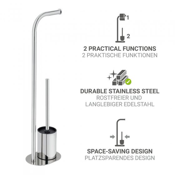 Stand WC-Garnitur Mod. Levante, edelstahl, glänzend, schwarz, 23x63x17 cm, rostfrei und freistehend 