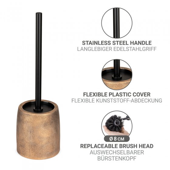 WC-Garnitur Mod. Tremea, bronze, keramik, schwarz, Ø11.5x37.5 cm, inklusive Edelstahl-Bürstenhalter 