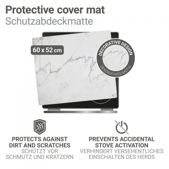 Abdeckmatte Mod. Marmor, weiß, PVC, 60x52 cm, hitzebeständig und wasserfest 