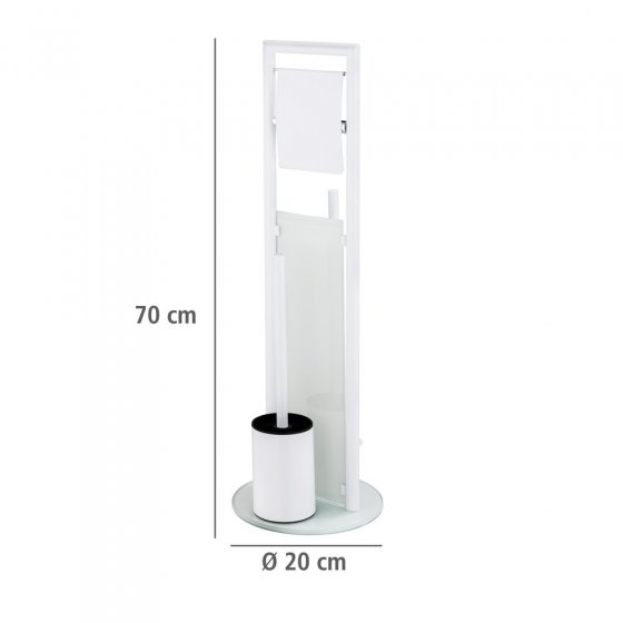 Stand WC-Garnitur Mod. Ravina Weiß, 3-in-1 Funktion mit Ersatzrollenhalter 