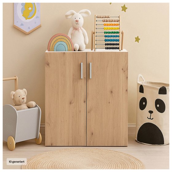 Kommode mit 2 Regalfächern Nina Weiß-Artisaneiche 