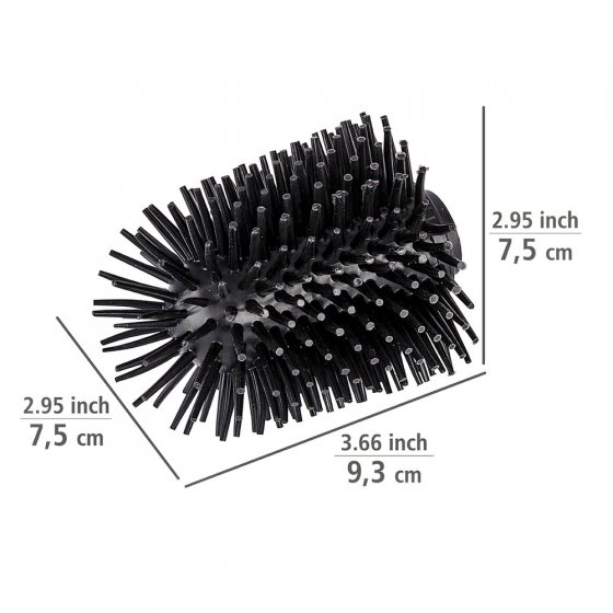 Ersatzbürste WC-Garnitur 4er, schwarz, Silikon, Ø7,5x9,3 cm, anti-haft wirkung für leichtes reinigen 