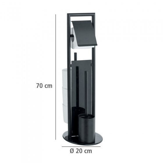 Stand WC-Garnitur Mod. Ravina, Schwarz, mit Ersatzrollenhalter für 3 Rollen 