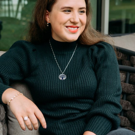 Anhänger mit Kette 925 Silber Lebensbaum Emaille blau 