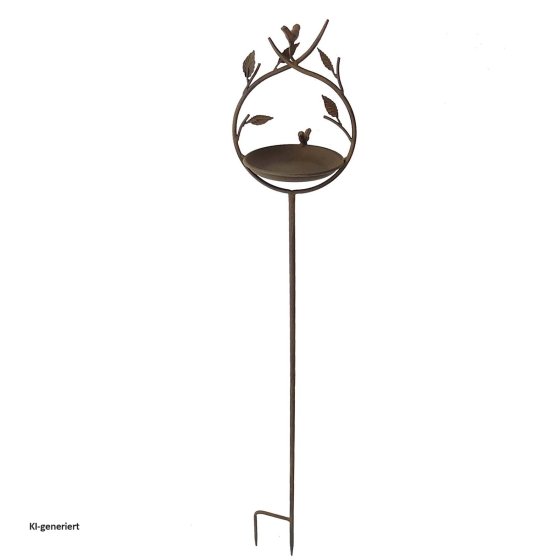 Vogeltränke mit Stab Metall Höhe 123 cm dekorative Gartendeko 