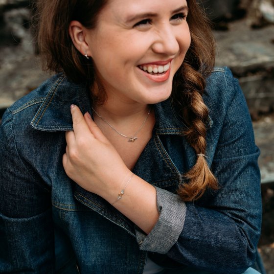 Anhänger mit Kette 925 Silber rhodiniert teils vergoldet Heartwing 