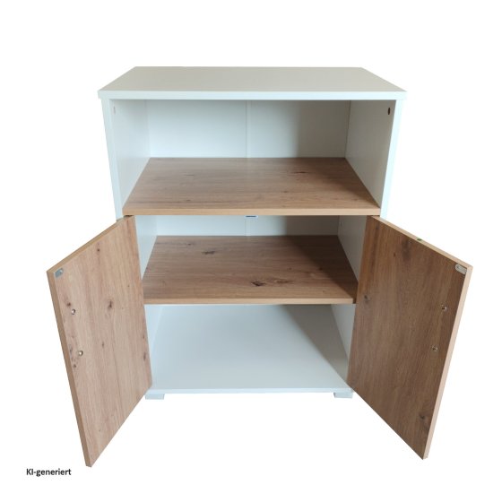 Küchenschrank Blanca Weiß mit Türen in Artisaneiche 