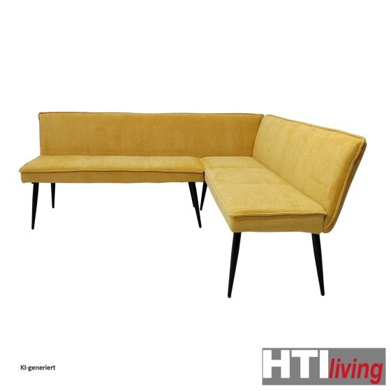 Eckbank 195 x 154 cm Mesilla Gelb kurzer Schenkel rechts 