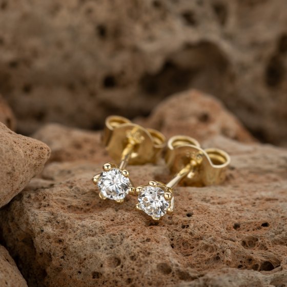 Ohrringe Gold 585 mit 2 natürlichen Brillanten zus. 0,30ct. 