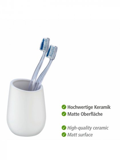 Waschtisch-Set Mod. Badi Weiß, 2-tlg., 1 Zahnputzbecher, 1 Seifenspender 