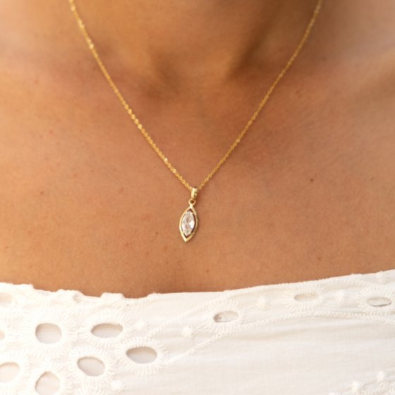 Halskette Gold 333 mit weißem Zirkonis-Stein 42cm lang 