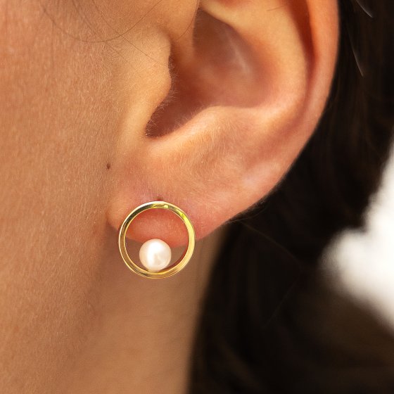 Ohrringe Gold 375 Perle weiß 4,5mm 