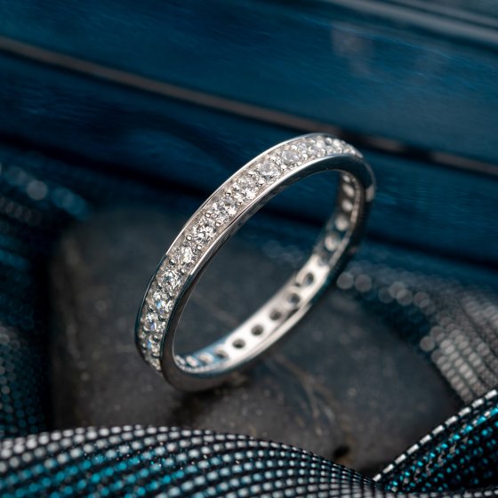 Ring 333/- Weißgold glanz  synth. Zirkonia 