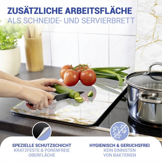 Herdabdeckplatte Universal Mod. Marmor Gold, 2er Set, für alle Herdarten geeignet 