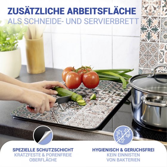Herdabdeckplatte Universal Mod. Kachel, 2er Set, für alle Herdarten geeignet 