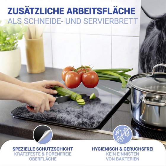 Herdabdeckplatte Universal Mod. Highland Cattle, 2er Set, für alle Herdarten geeignet