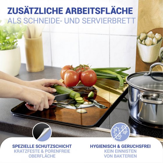 Herdabdeckplatte Universal Mod. Kaffee, 2er Set, für alle Herdarten geeignet 