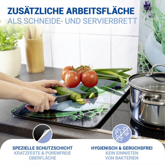 Herdabdeckplatte Universal Mod. Kräutergarten, 2er Set, für alle Herdarten geeignet