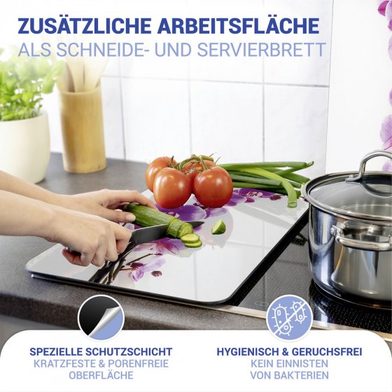 Herdabdeckplatte Universal Mod. Orchideenblüte, 2er Set, für alle Herdarten geeignet