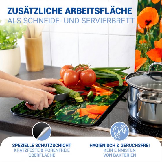 Herdabdeckplatte Universal Mod. Mohnfeld, 2er Set, für alle Herdarten geeignet 