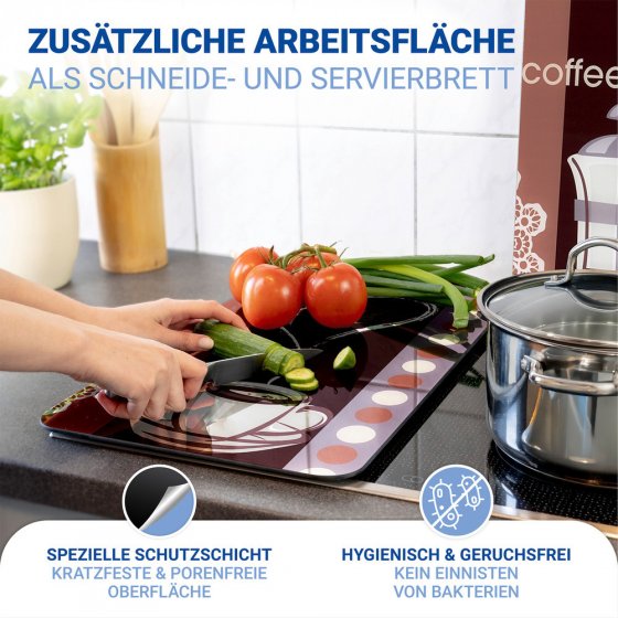 Herdabdeckplatte Universal Mod. Kaffeeduft, 2er Set, für alle Herdarten geeignet