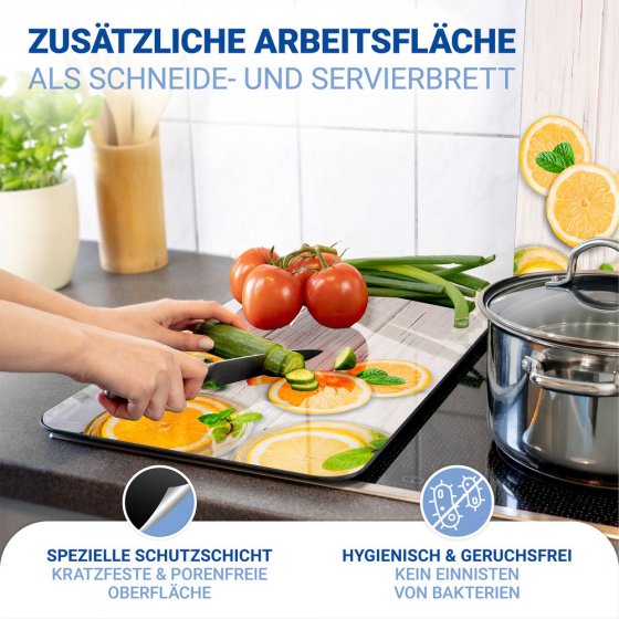 Herdabdeckplatte Universal Mod. Zitronen, 2er Set, für alle Herdarten geeignet 