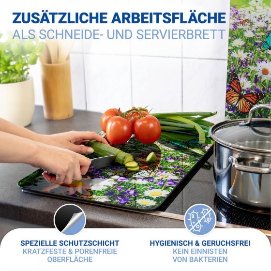 Herdabdeckplatte Universal Mod. Sommerwiese, 2er Set, für alle Herdarten geeignet
