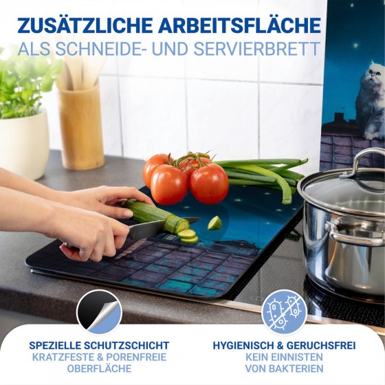 Herdabdeckplatte Universal Mod. Moon Cat, 2er Set, für alle Herdarten geeignet 