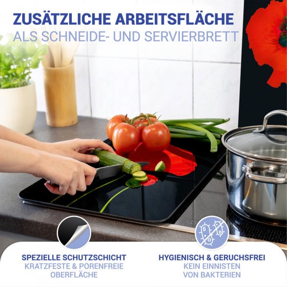 Herdabdeckplatte Universal Mod. Mohn, 2er Set, für alle Herdarten geeignet 