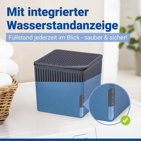 Raumentfeuchter Mod. Cube Blau 1000 g, 2er Set, beugt Schimmel und Gerüchen vor
