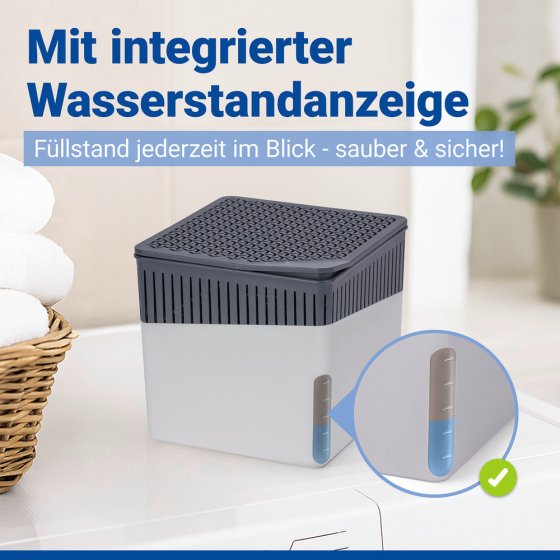 Raumentfeuchter Mod. Cube Grau 1000 g, 2er Set, beugt Schimmel und Gerüchen vor
