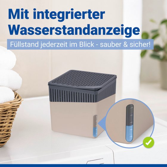 Raumentfeuchter Mod. Cube Beige 500 g, 2er Set, beugt Schimmel und Gerüchen vor
