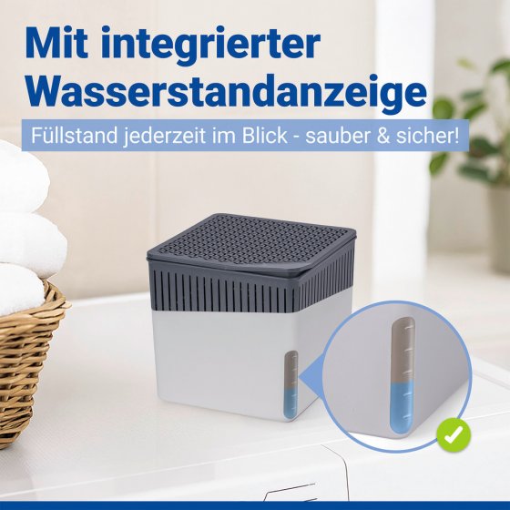 Raumentfeuchter Mod. Cube Grau 500 g, 2er Set, beugt Schimmel und Gerüchen vor